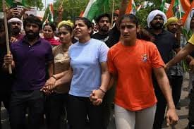 Women Wrestlers' Sexual Harassment Case - Leaders of different women's organisations talking to the reporters at 2023 Indian wrestlers' protest on 6 May 2023
