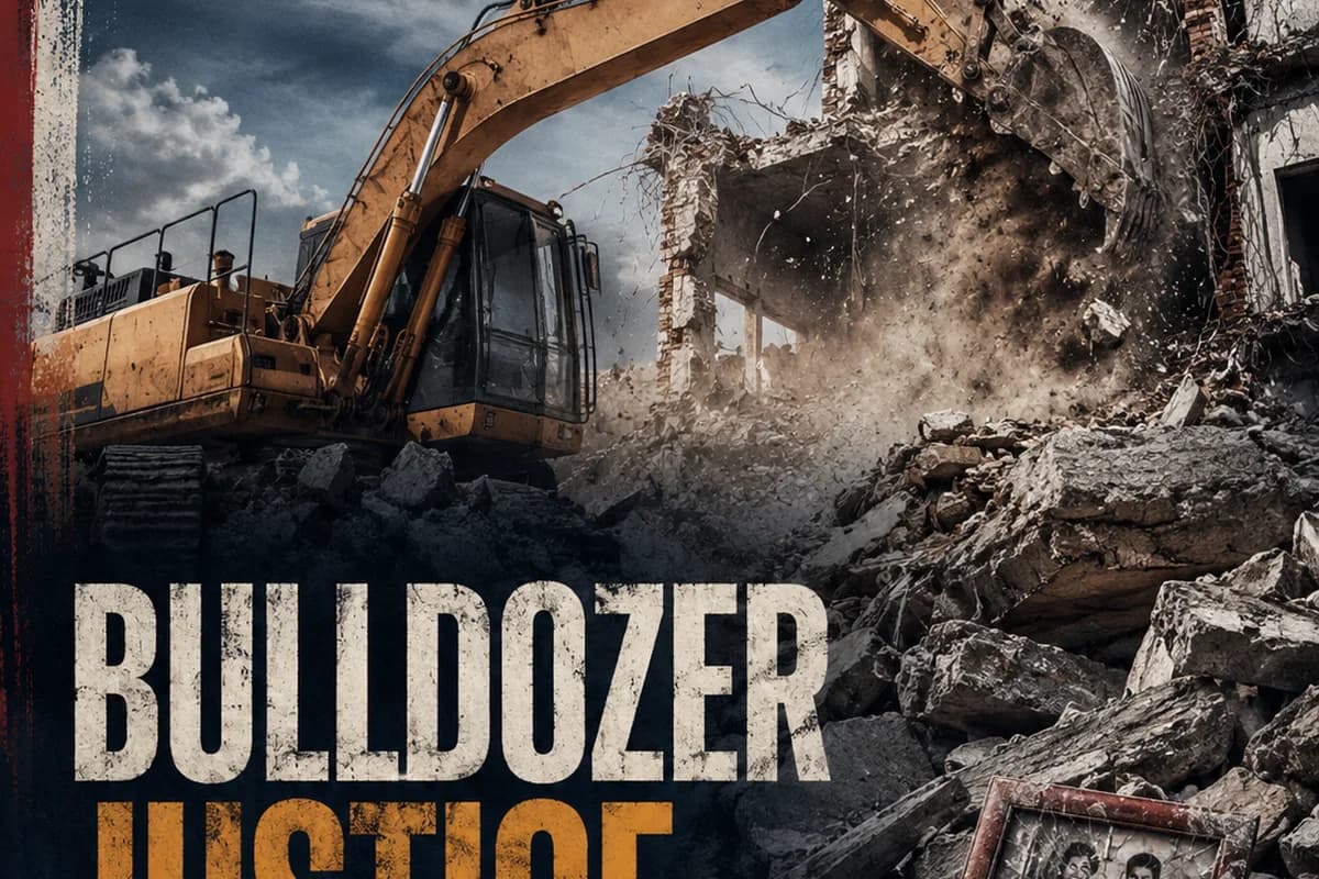 CWI India Unanswered Files visual on bulldozer justice, demolitions, and due process concerns.