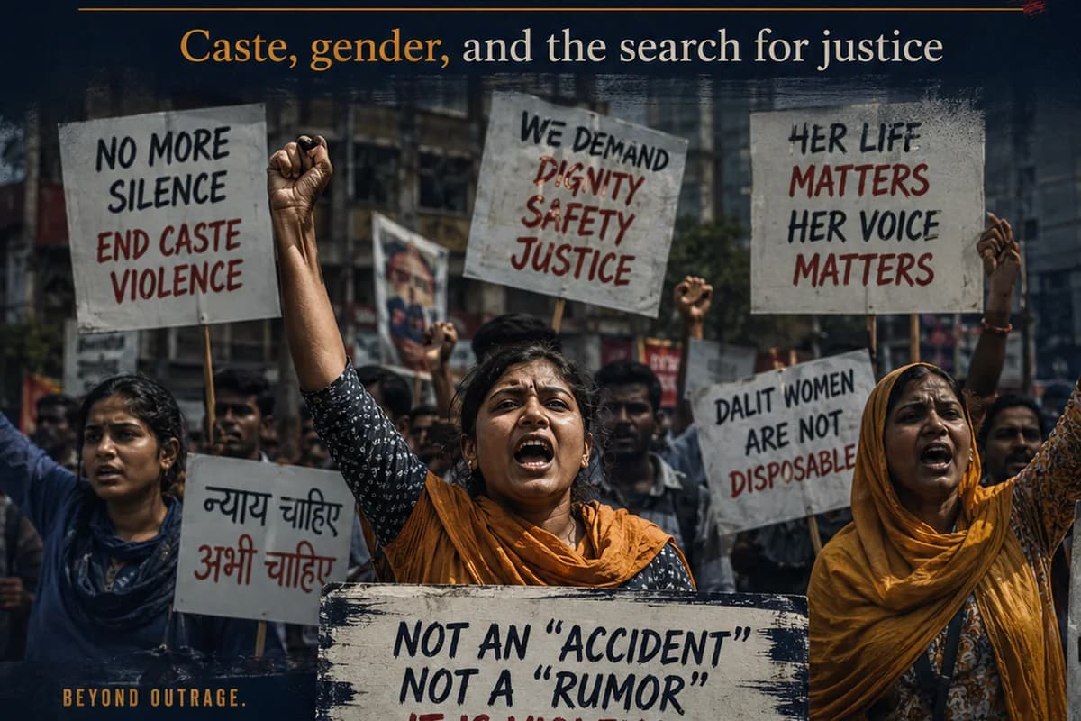 CWI India Unanswered Files visual on Hathras caste-gender justice, dignity, and accountability.