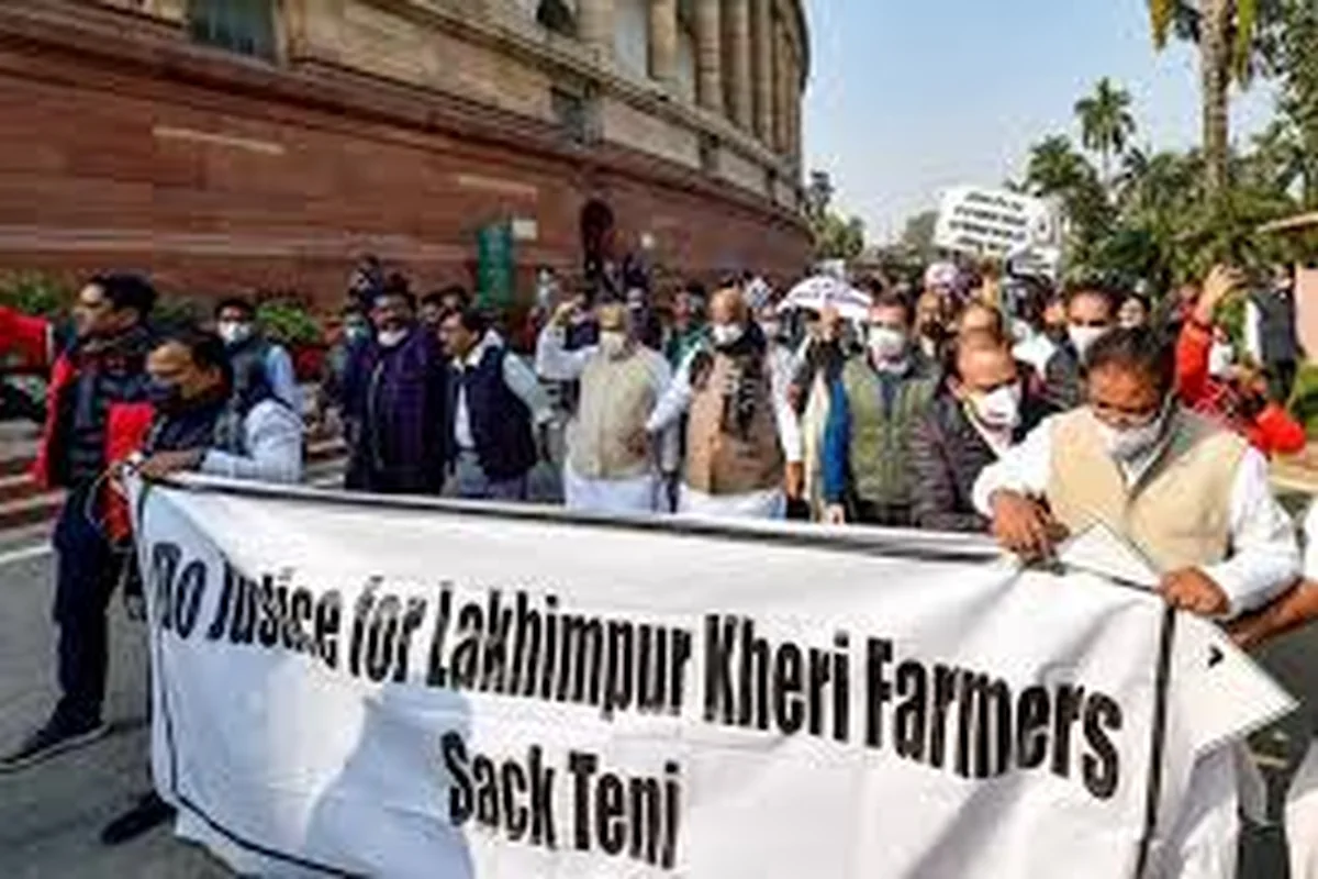 CWI India Unanswered Files visual on the Lakhimpur Kheri farmers case, trial delay, and justice questions.