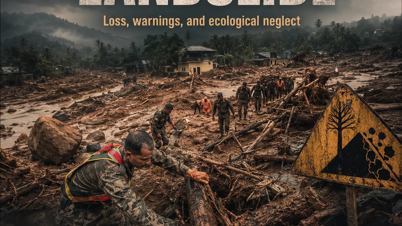 CWI India Unanswered Files visual on Wayanad landslide, ecological warnings, and disaster accountability.
