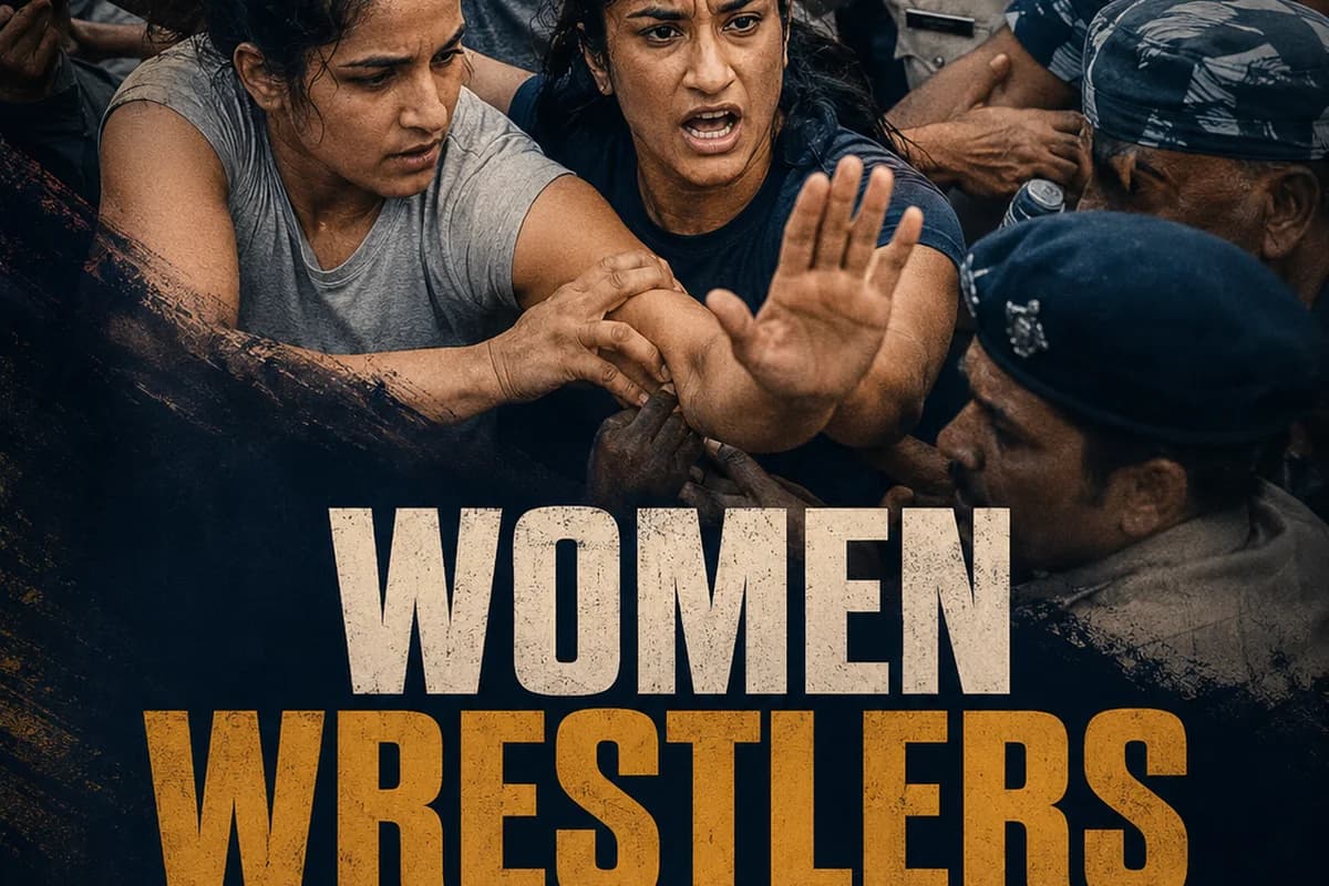 CWI India Unanswered Files visual on women wrestlers’ protest, dignity, and accountability.